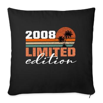Né en 2008 - Vintage 2008 Anniversaire Rétro - Housse de coussin décorative 45 x 45 cm - noir - Devant