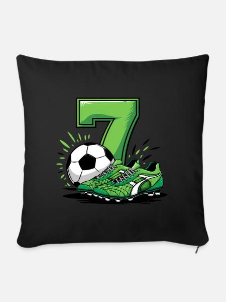 Fussball 7 Jahre - Sofakissenbezug 45 x 45 cm - Schwarz