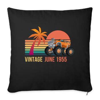 June 1955 Birthday 1955 Retro 1955 June 1955 - Sofa pillowcase 17,3'' x 17,3'' (45 x 45 cm) - black - Front
