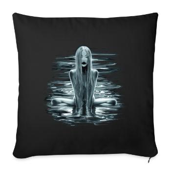 Rätselhafte Wassernymphe mit fließendem Haar - Sofakissenbezug 45 x 45 cm - Schwarz - Vorne