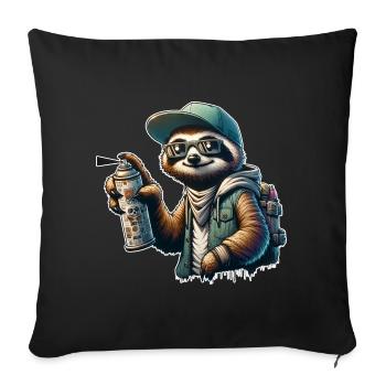 Paresseux Graffiti Pulvérisateur Street Art - Housse de coussin décorative 45 x 45 cm - noir - Devant
