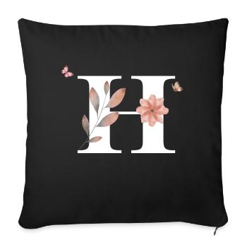 Letter h wildflowers watercolors - Sofa pillowcase 17,3'' x 17,3'' (45 x 45 cm) - black - Front
