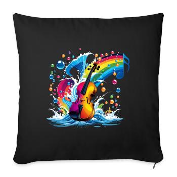 Fantastische Geige in leuchtenden Farben - Sofakissenbezug 45 x 45 cm - Schwarz - Vorne