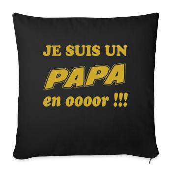 Un papa en ooooor - Housse de coussin décorative 45 x 45 cm - noir - Devant
