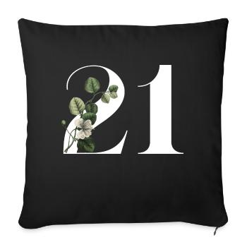 Numéro 21 floral vert -21e anniversaire floral - Housse de coussin décorative 45 x 45 cm - noir - Devant