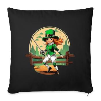 St. Patrick's Day Kleeblatt Fechten - Sofakissenbezug 45 x 45 cm - Schwarz - Vorne