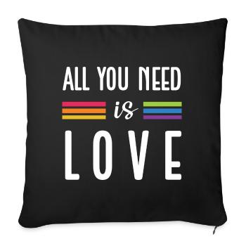 Mois de la fierté LGBTQ - Tout ce dont vous avez besoin, c’est de l’amour - Housse de coussin décorative 45 x 45 cm - noir - Devant