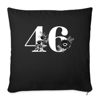 Numéro 46 floral noir - 46e anniversaire floral - Housse de coussin décorative 45 x 45 cm - noir - Devant