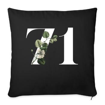 Nummer 71 Blumengrün - 71. Blumengeburtstag - Sofakissenbezug 45 x 45 cm - Schwarz - Vorne