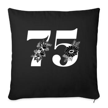 Number 75 Black Floral - 75th Floral Anniversary - Sofa pillowcase 17,3'' x 17,3'' (45 x 45 cm) - black - Front