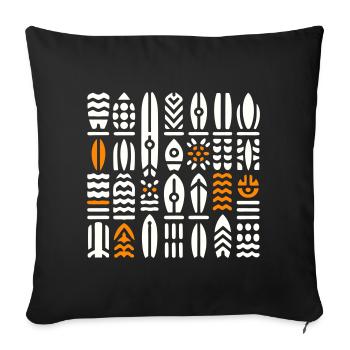 Abstract Surf and Wave Patterns - Sofa pillowcase 17,3'' x 17,3'' (45 x 45 cm) - black - Front