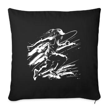 Läuferin Streetart - Sofakissenbezug 45 x 45 cm - Schwarz - Vorne