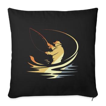 Fishing Sketch Retro - Sofa pillowcase 17,3'' x 17,3'' (45 x 45 cm) - black - Front