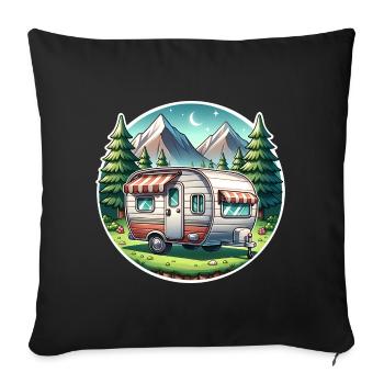 Camping Camper Caravan - Sofa pillowcase 17,3'' x 17,3'' (45 x 45 cm) - black - Front