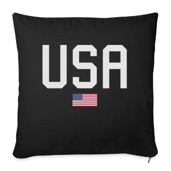 ÉQUIPE Bannière du drapeau américain des États-Unis en cours d’écriture - Housse de coussin décorative 45 x 45 cm - noir - Devant