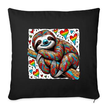Paresseuse avec des cœurs - Housse de coussin décorative 45 x 45 cm - noir - Devant