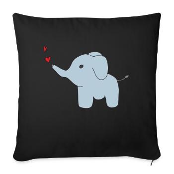 L’éléphant pulvérise des cœurs - Housse de coussin décorative 45 x 45 cm - noir - Devant