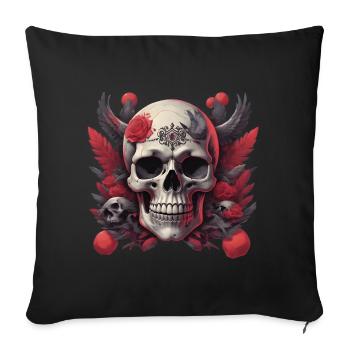 Crâne - Housse de coussin décorative 45 x 45 cm - noir - Devant