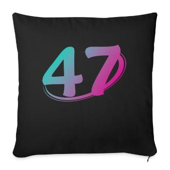 Number 47 multicolor - Sofa pillowcase 17,3'' x 17,3'' (45 x 45 cm) - black - Front