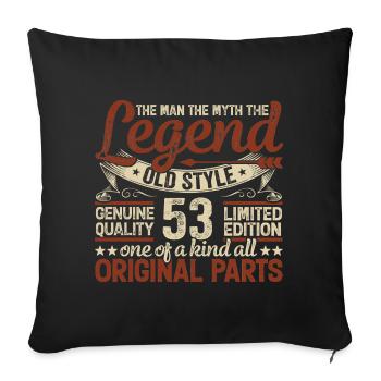 53 years old, Legends 1971 Vintage 1971 Anniversary - Sofa pillowcase 17,3'' x 17,3'' (45 x 45 cm) - black - Front