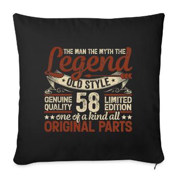 58 years old, legends 1966 vintage 1966 anniversary - Sofa pillowcase 17,3'' x 17,3'' (45 x 45 cm) - black - Front
