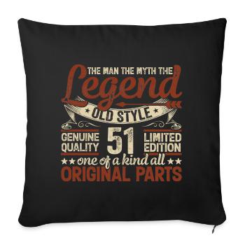 51 ans, Légendes 1973 Millésime 1973 Jubilé - Housse de coussin décorative 45 x 45 cm - noir - Devant