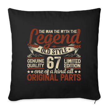 67 ans, Légendes 1957 Millésime 1957 Jubilé - Housse de coussin décorative 45 x 45 cm - noir - Devant