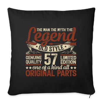57 years old, legends 1967 vintage 1967 anniversary - Sofa pillowcase 17,3'' x 17,3'' (45 x 45 cm) - black - Front