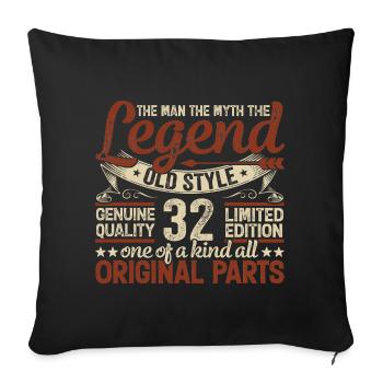 32 years old, Legends 1992 Vintage 1992 Anniversary - Sofa pillowcase 17,3'' x 17,3'' (45 x 45 cm) - black - Front
