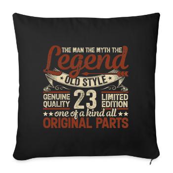 23 ans, Légendes 2001 Millésime 2001 Anniversaire - Housse de coussin décorative 45 x 45 cm - noir - Devant
