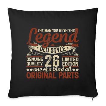 26 ans, Légendes 1998 Millésime 1998 Anniversaire - Housse de coussin décorative 45 x 45 cm - noir - Devant