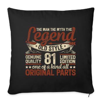 81 ans, Légendes 1943 Millésime 1943 Jubilé - Housse de coussin décorative 45 x 45 cm - noir - Devant