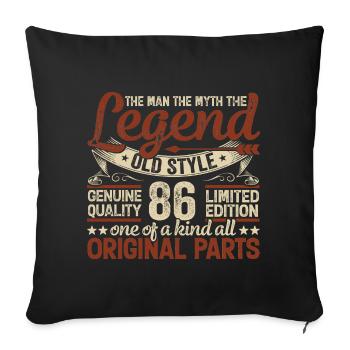 86 years old, legends 1938 vintage 1938 anniversary - Sofa pillowcase 17,3'' x 17,3'' (45 x 45 cm) - black - Front