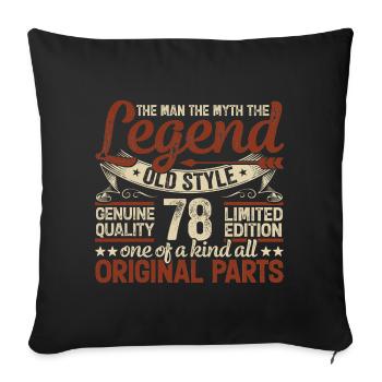 78 years old, Legends 1946 Vintage 1946 Jubilee - Sofa pillowcase 17,3'' x 17,3'' (45 x 45 cm) - black - Front