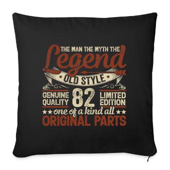 82 years old, Legends 1942 Vintage 1942 Jubilee - Sofa pillowcase 17,3'' x 17,3'' (45 x 45 cm) - black - Front