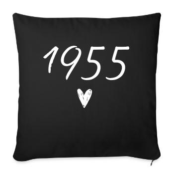 1955 coeur anniversaire - Housse de coussin décorative 45 x 45 cm - noir - Devant