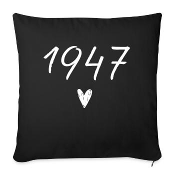 1947 coeur anniversaire - Housse de coussin décorative 45 x 45 cm - noir - Devant