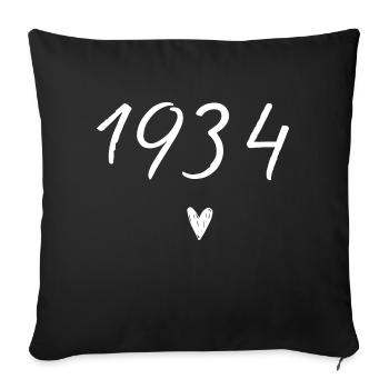 1934 coeur anniversaire - Housse de coussin décorative 45 x 45 cm - noir - Devant