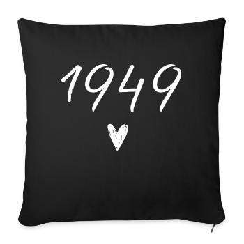 1949 coeur anniversaire - Housse de coussin décorative 45 x 45 cm - noir - Devant