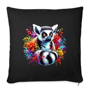 Lémurien - Housse de coussin décorative 45 x 45 cm - noir - Devant
