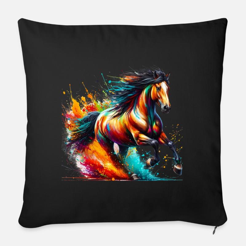 Pferd - Sofakissenbezug 45 x 45 cm - Schwarz