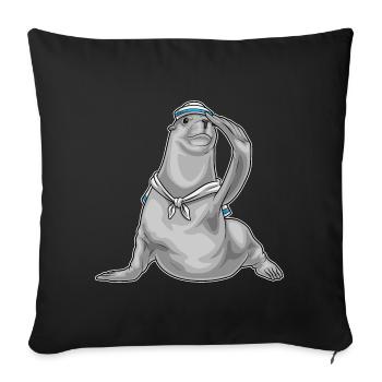Seal sailor sailor's hat - Sofa pillowcase 17,3'' x 17,3'' (45 x 45 cm) - black - Front