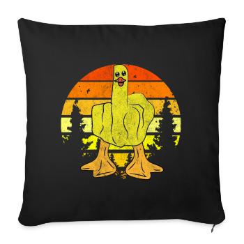 Drôle de canard doigt d’honneur - Housse de coussin décorative 45 x 45 cm - noir - Devant