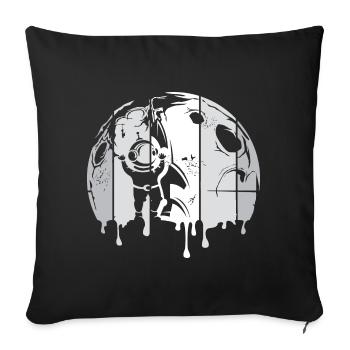 moon astronaut space rocket graffiti retro logo - Sofa pillowcase 17,3'' x 17,3'' (45 x 45 cm) - black - Front