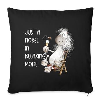 cheval avec cocktail Summer chill chevaux dire - Housse de coussin décorative 45 x 45 cm - noir - Devant