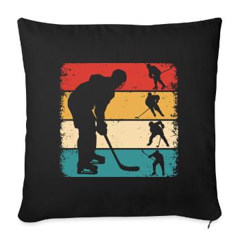 Hockey sur glace Hockey rétro Joueurs de hockey sur glace - Housse de coussin décorative 45 x 45 cm - noir - Devant
