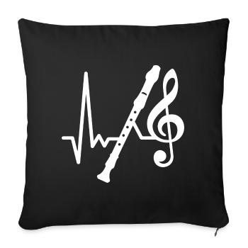 Flute Heartbeat - I Love Playing the Flute - Sofa pillowcase 17,3'' x 17,3'' (45 x 45 cm) - black - Front