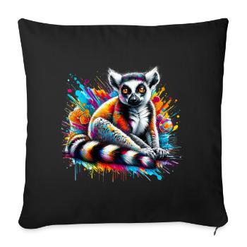 Lémurien - Housse de coussin décorative 45 x 45 cm - noir - Devant