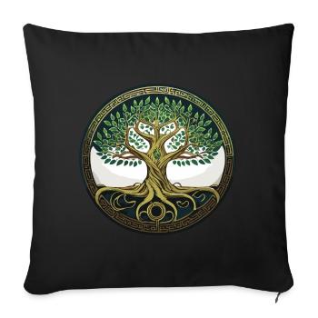 Arbre de Vie Viking Midgard Thor Valhalla - Housse de coussin décorative 45 x 45 cm - noir - Devant