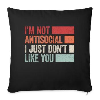 Introverted and proud of it - Sofa pillowcase 17,3'' x 17,3'' (45 x 45 cm) - black - Front